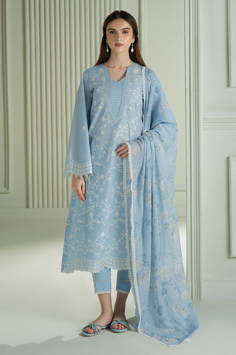 3 Piece Embroidered Dhanak Suit Unstiched | HEW-50