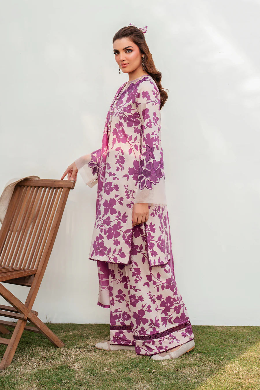 3 Piece Embroidered Linen Suit Unstitched | HEW-08