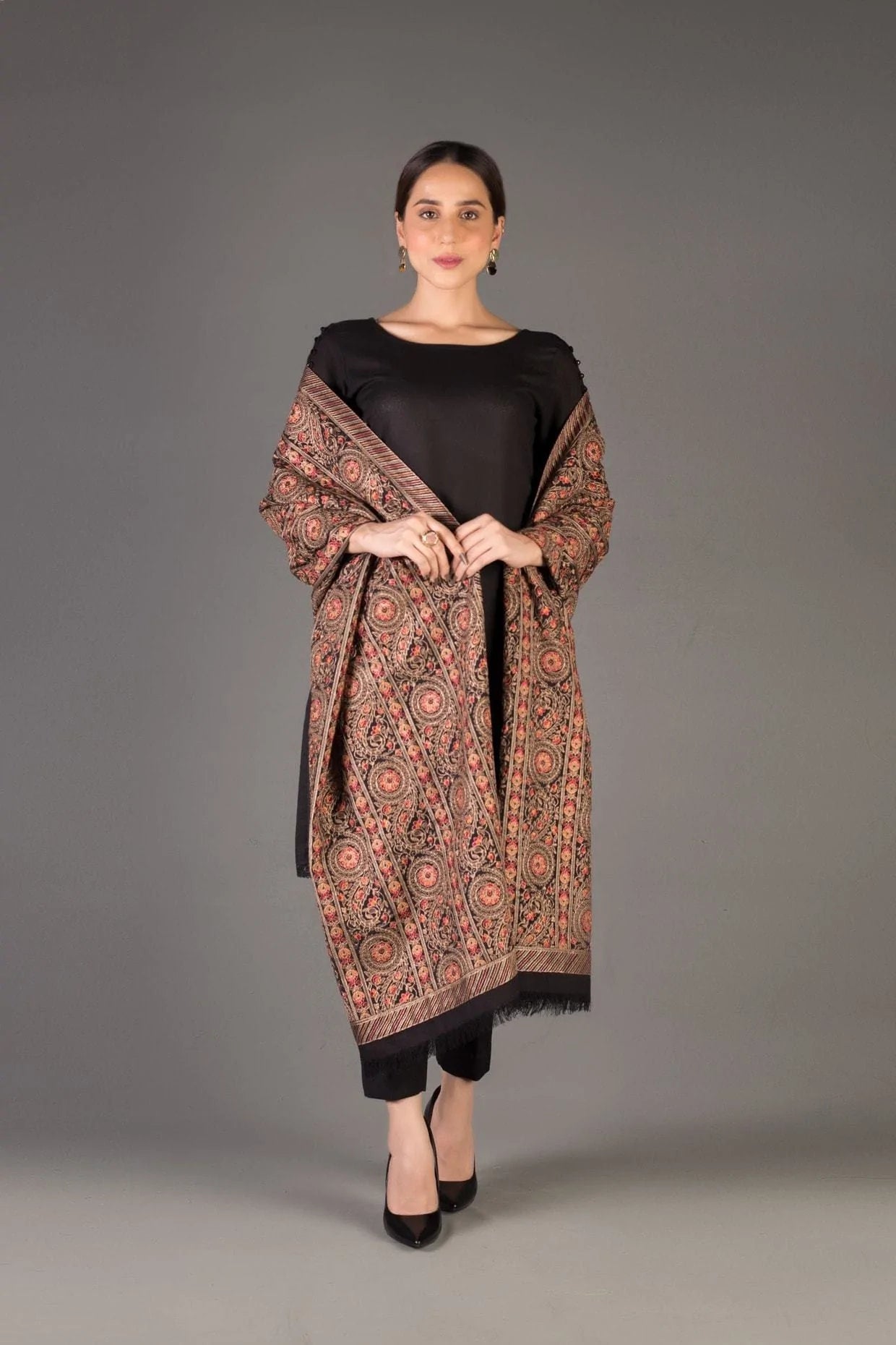 Formal Wear Heavy Embroidered Karandi Shawl | HEL-07