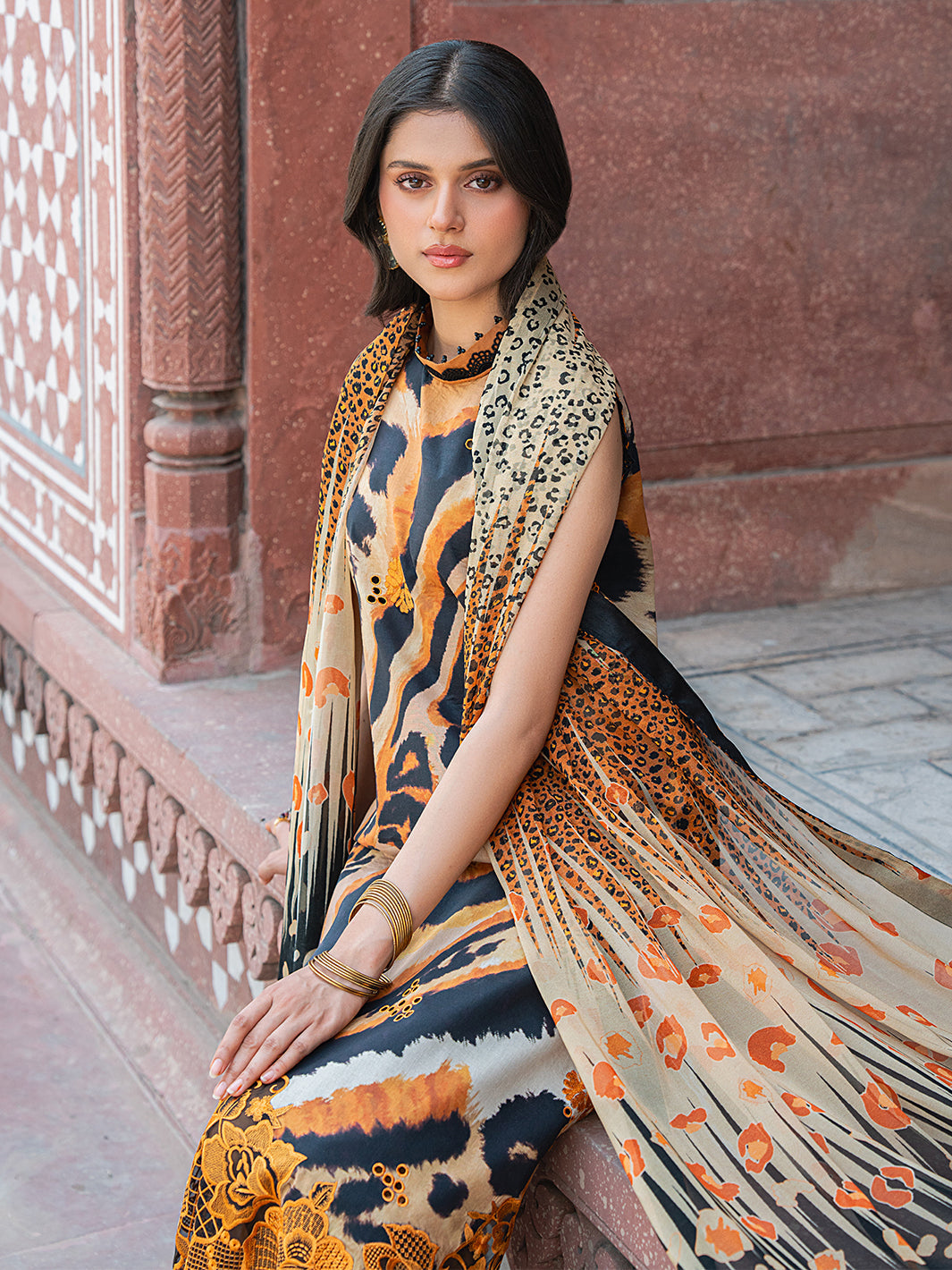 3 Piece Embroidered Silk Suit Unstitched | HEW-18