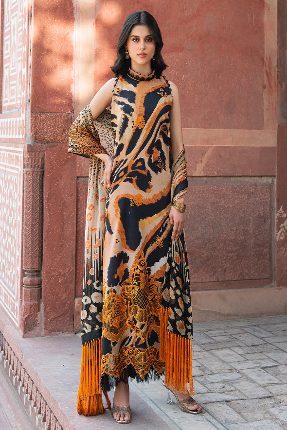 3 Piece Embroidered Silk Suit Unstitched | HEW-18