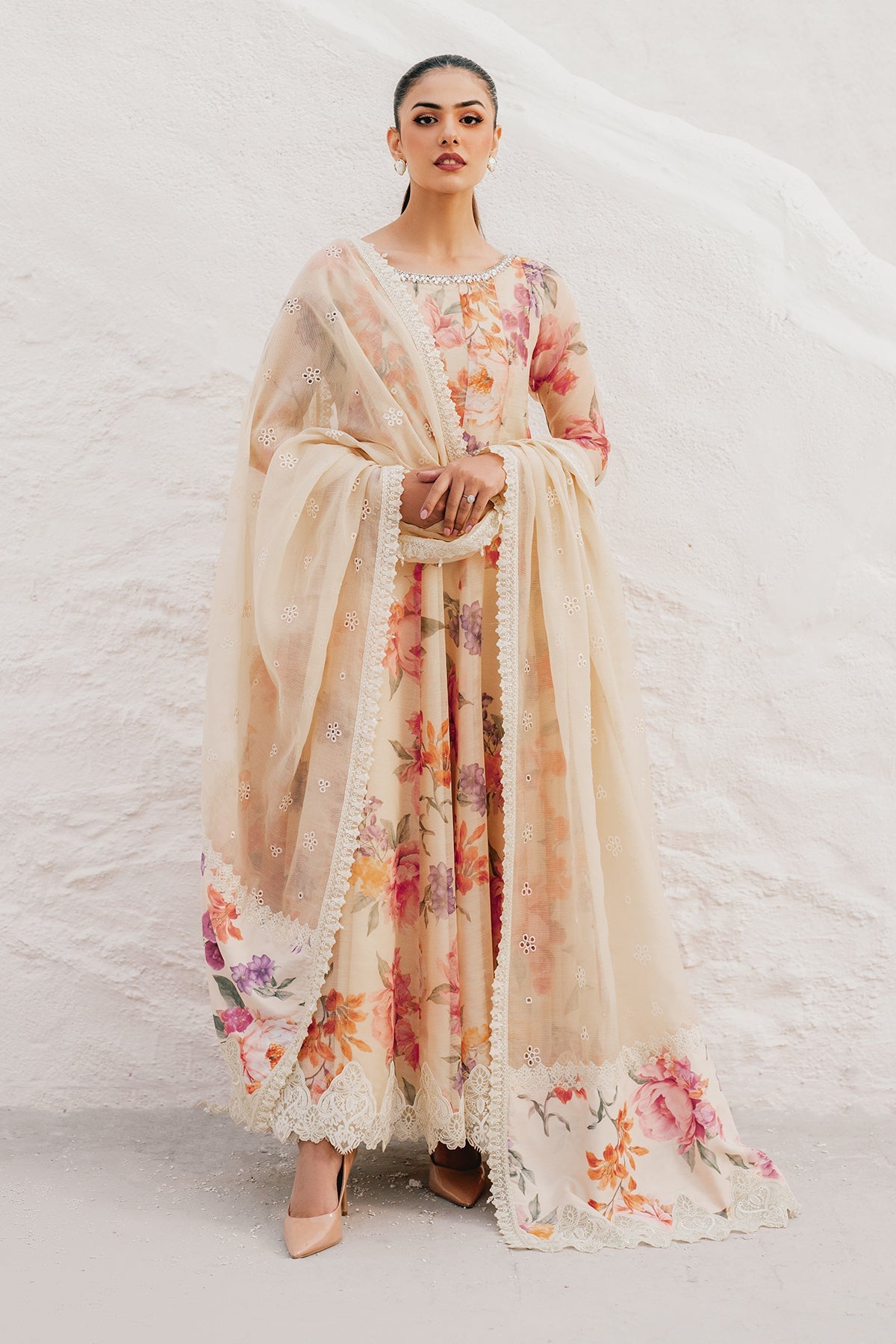 3 Piece Embroidered Linen Suit Unstitched | HEW-09