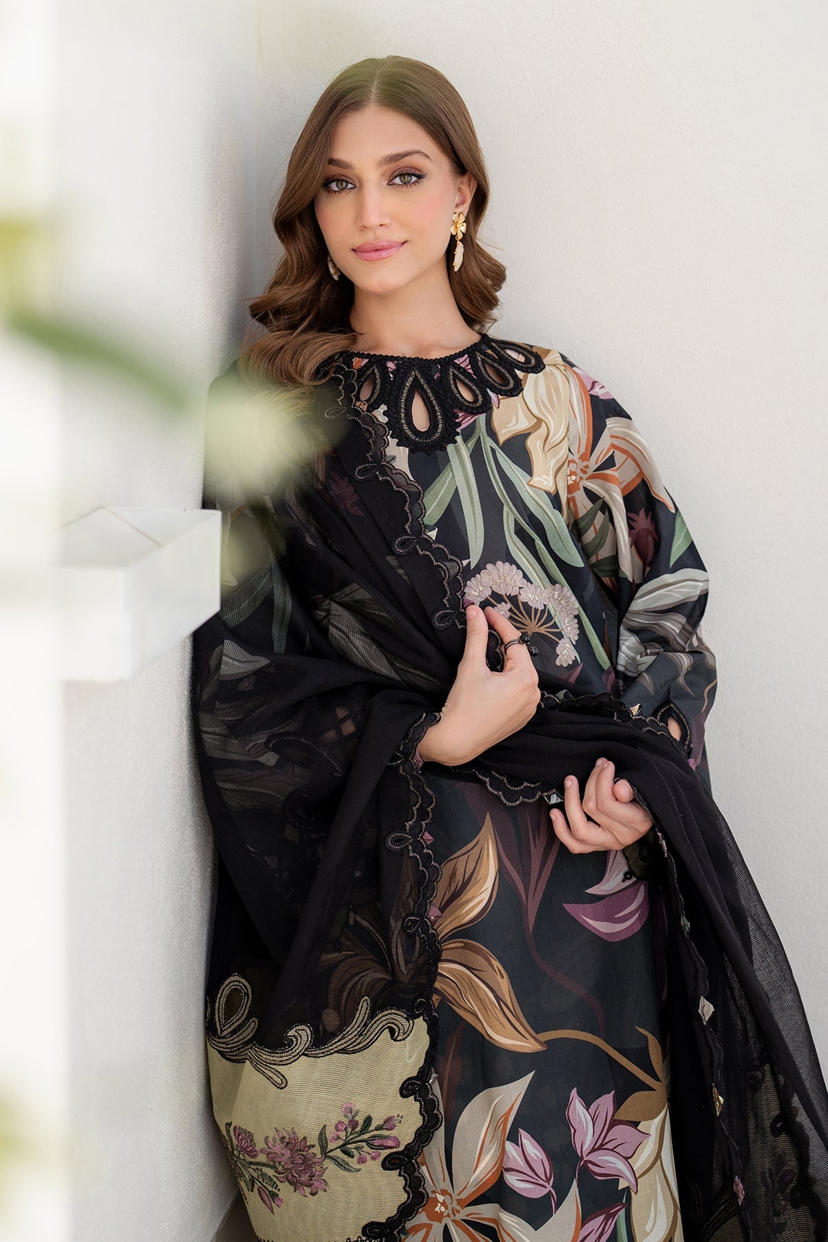 3 Piece Embroidered Linen Suit Unstitched | HEW-41