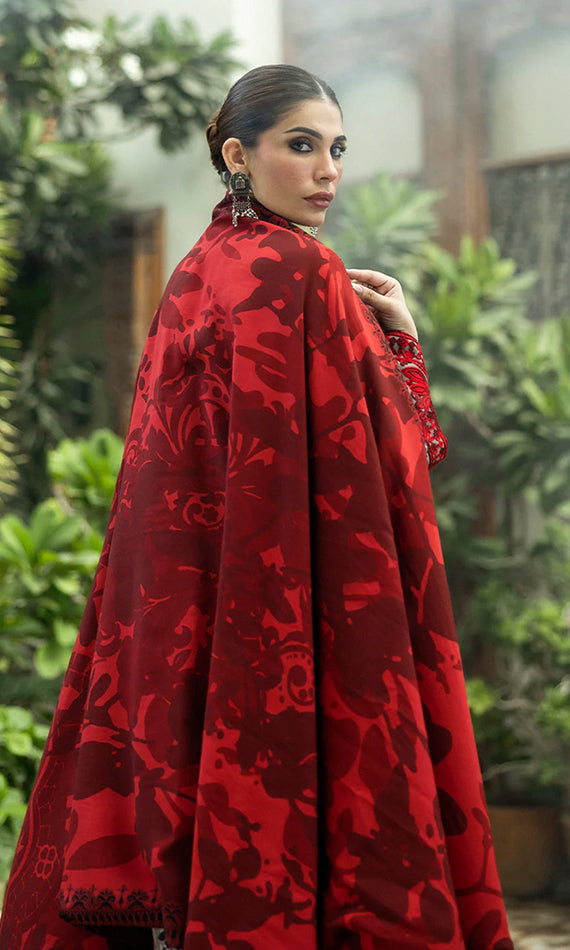 3 Piece Embroidered Linen Suit Unstitched | HEW-34