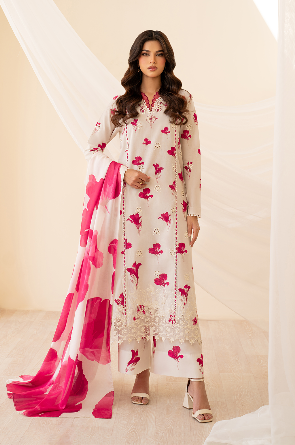 3 Piece Embroidered Lawn Shirt and Trouser with Printed Dupatta ZS 220