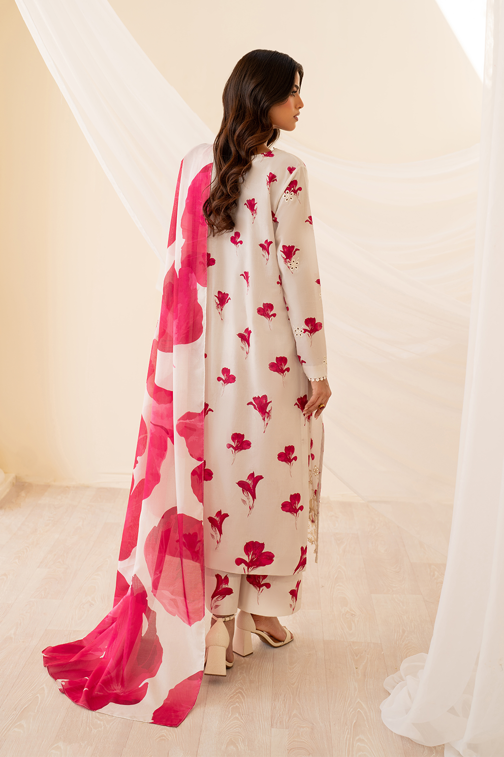 3 Piece Embroidered Lawn Shirt and Trouser with Printed Dupatta ZS 220
