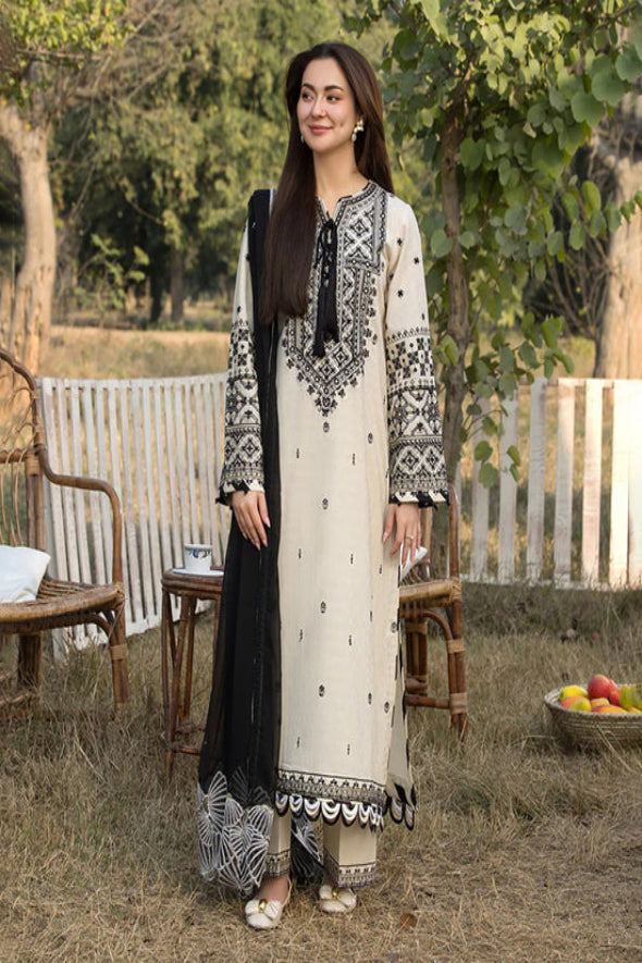 3 Piece Embroidered Dhanak Suit Unstitched | HEW-53