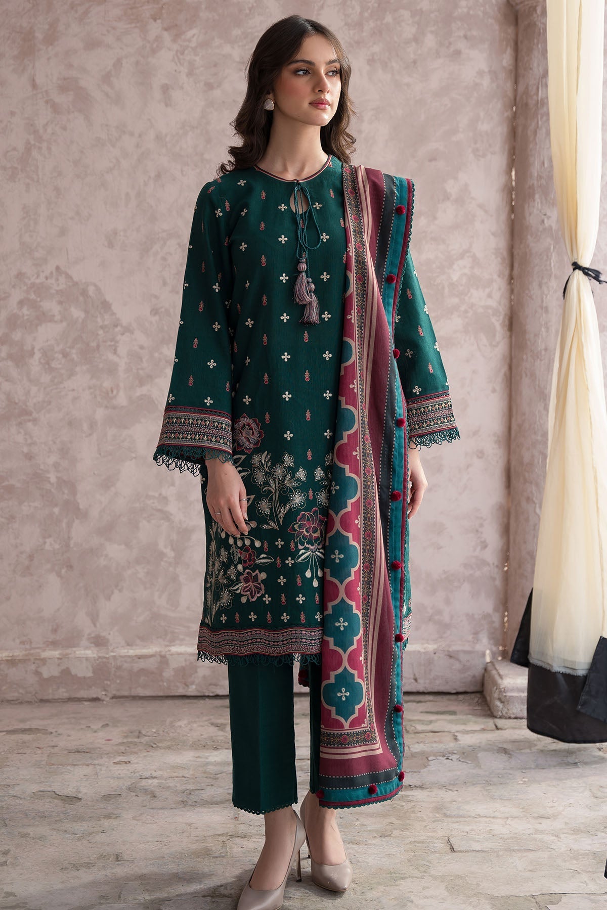 JAZMIN - 3PC Embroidered Lawn Suit - ALMAS67