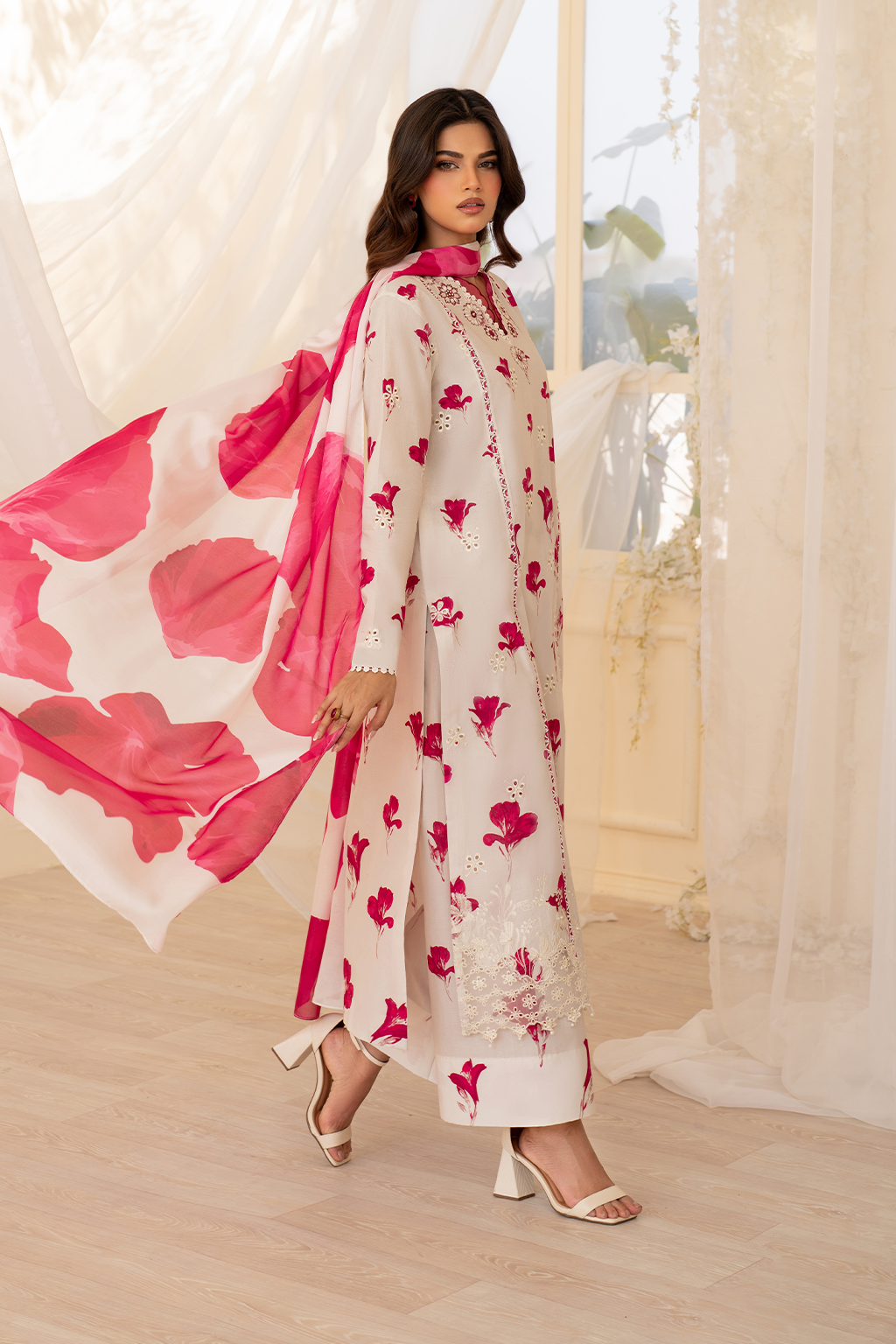 3 Piece Embroidered Lawn Shirt and Trouser with Printed Dupatta ZS 220