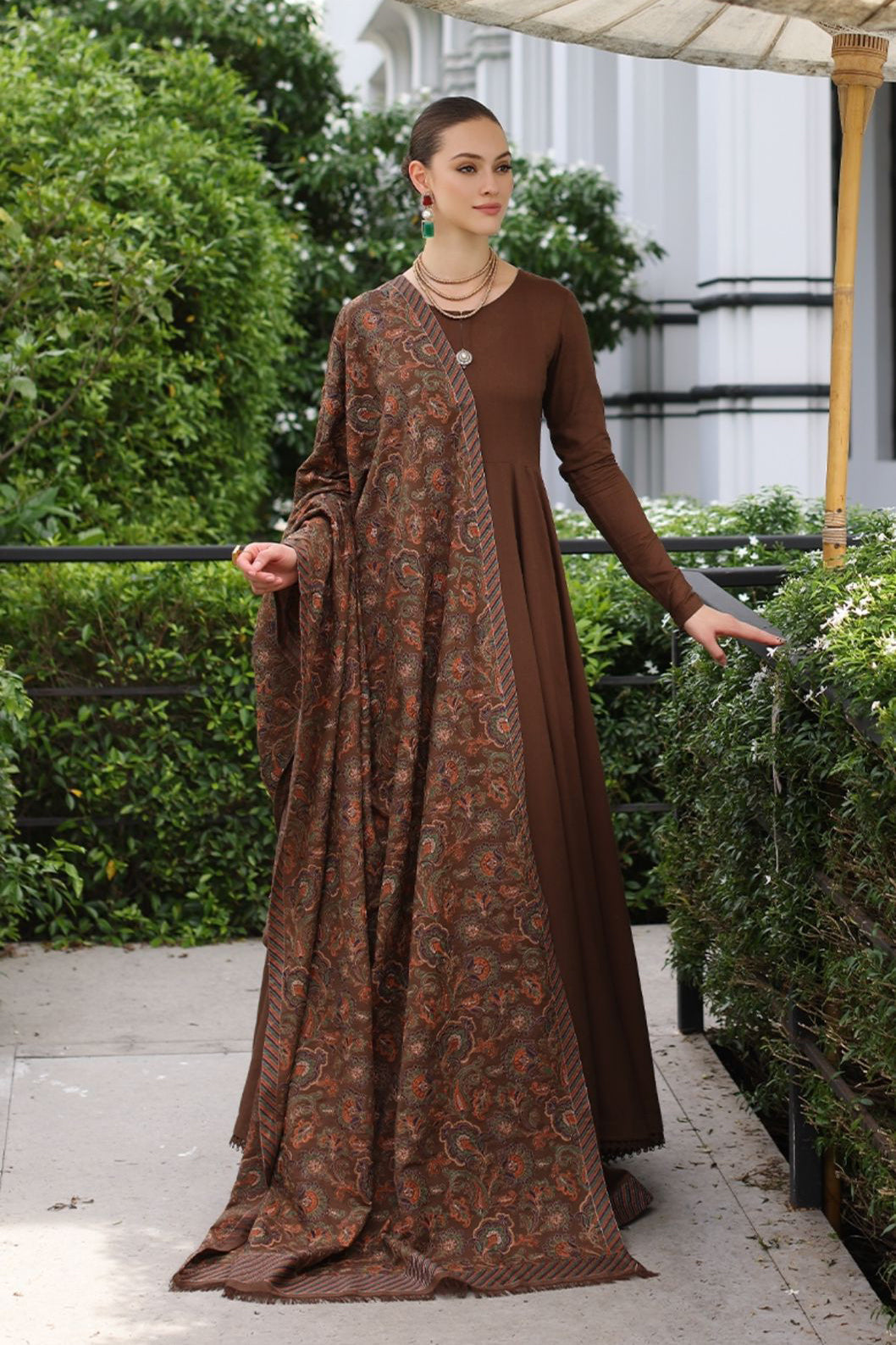 3 Piece Embroidered Dhanak Suit Unstitched | HEW-26