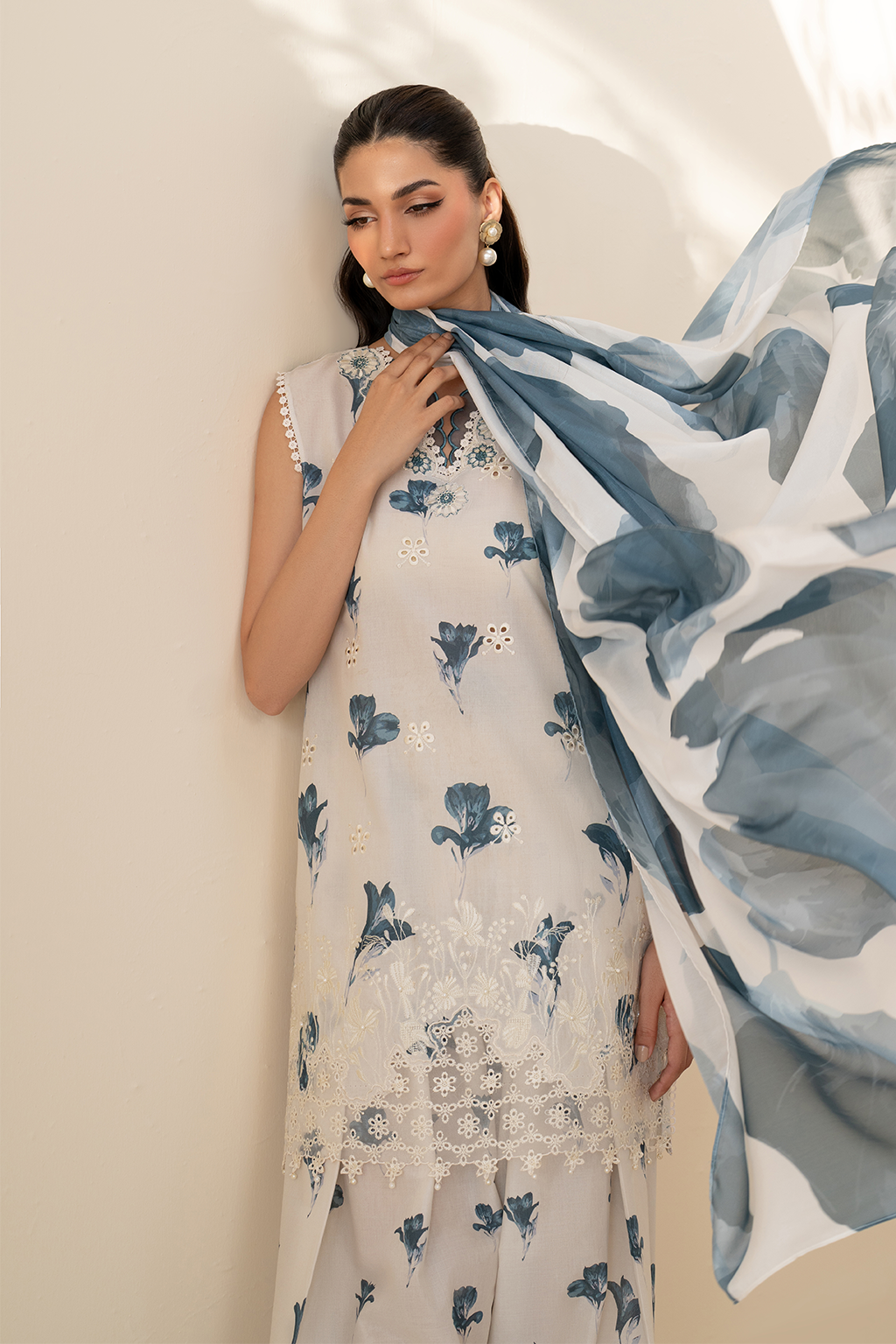 3 Piece Embroidered Lawn Shirt and Trouser with Printed Dupatta ZS 220