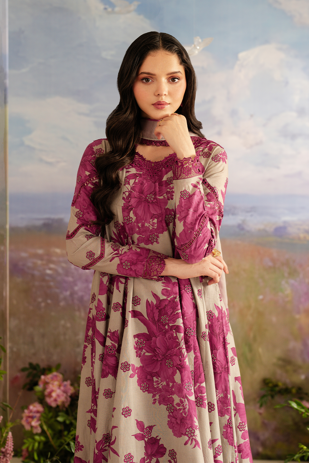 3 Piece Embroidered Lawn Shirt and Trouser with Printed Dupatta ZS 220