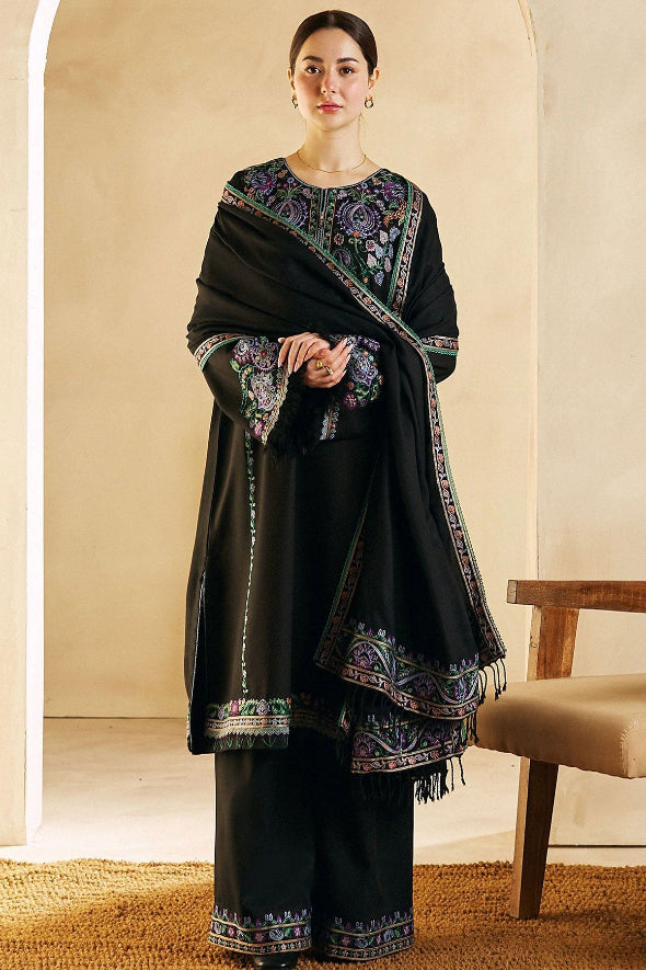 3 Piece Embroidered Dhanak Suit Unstiched | HEW-54