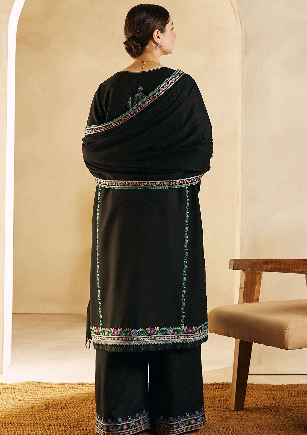 3 Piece Embroidered Dhanak Suit Unstiched | HEW-54