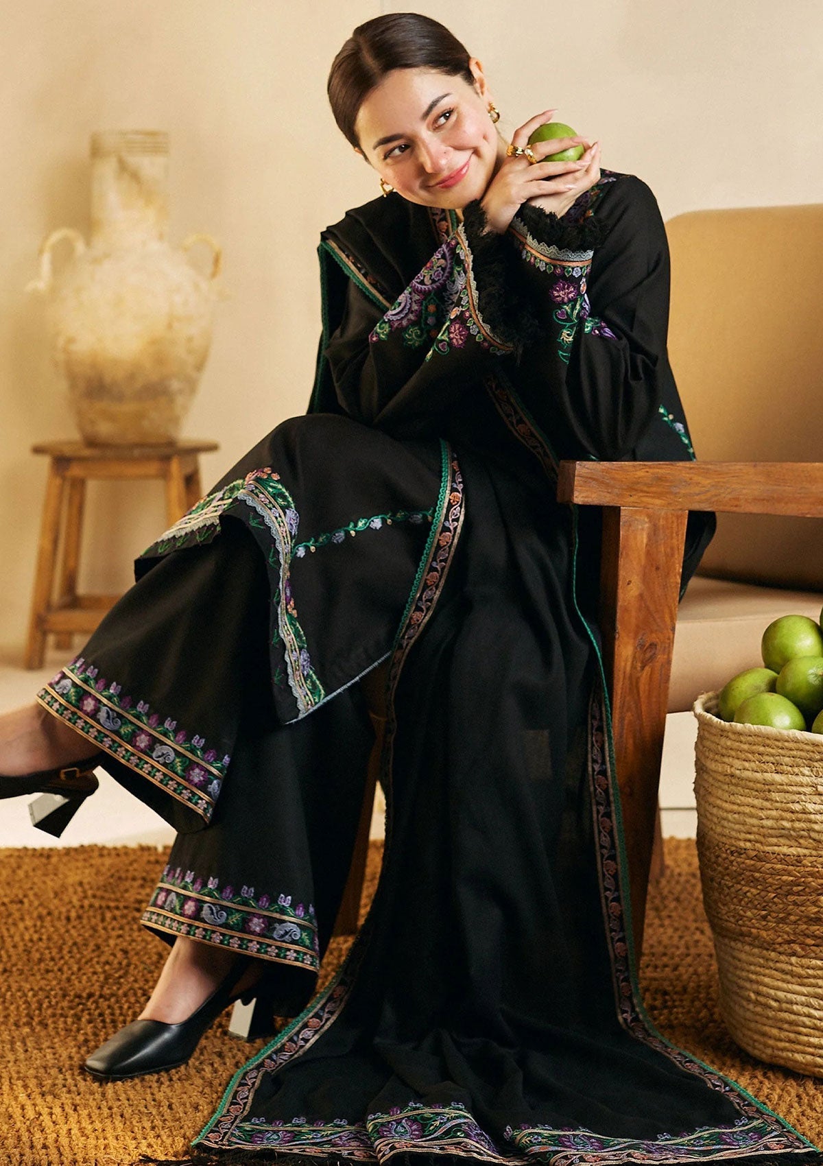 3 Piece Embroidered Dhanak Suit Unstiched | HEW-54