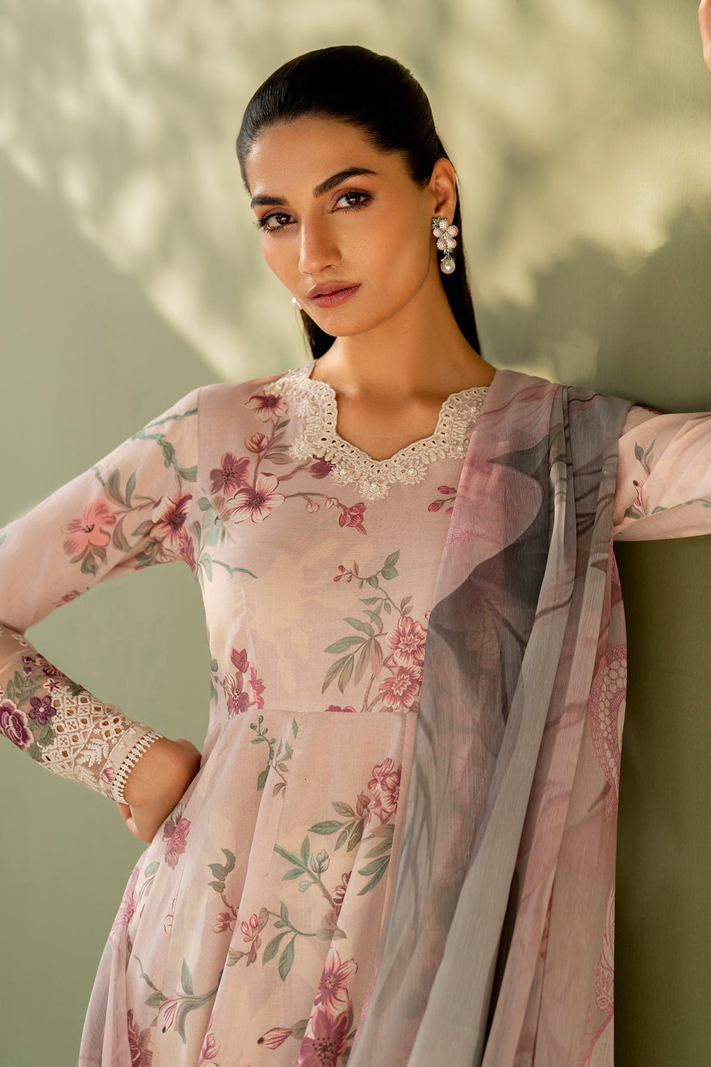 3 Piece Embroidered Linen Suit Unstitched | HEW-10
