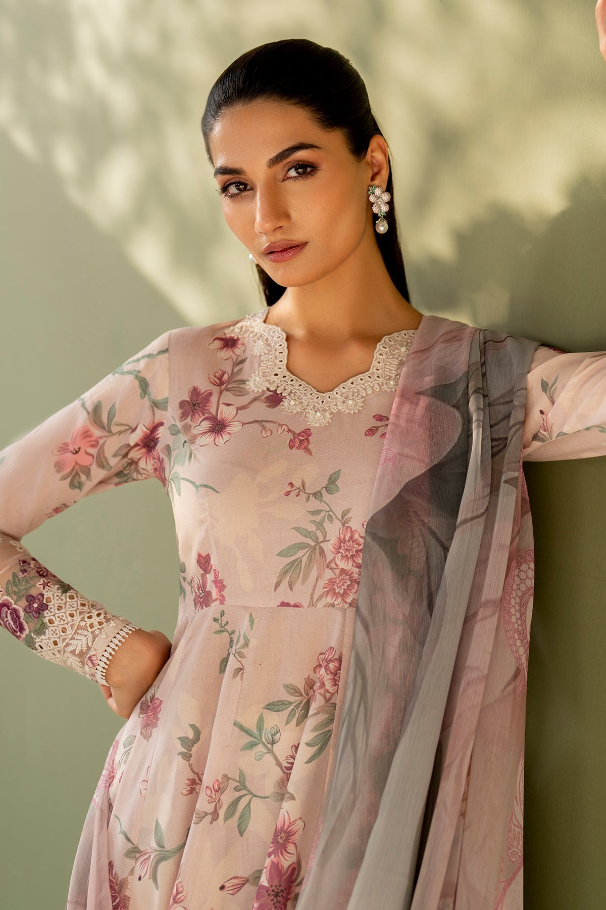 3 Piece Embroidered Linen Suit Unstitched | HEW-10
