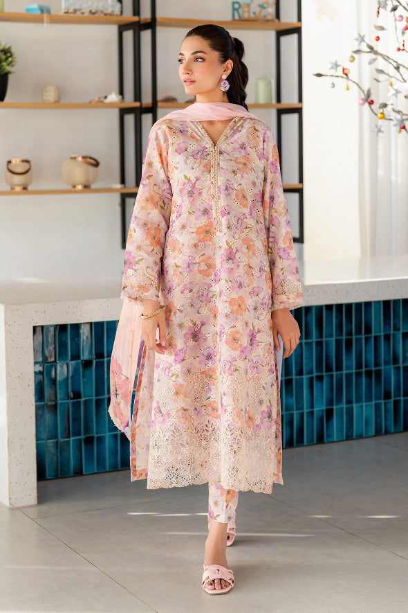 3 Piece Embroidered Patches Linen Suit Unstitched | HEW-77
