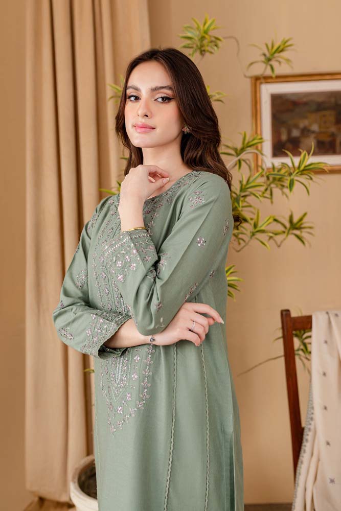 3 Piece Embroidered Dhanak Suit Unstitched | HEW-27