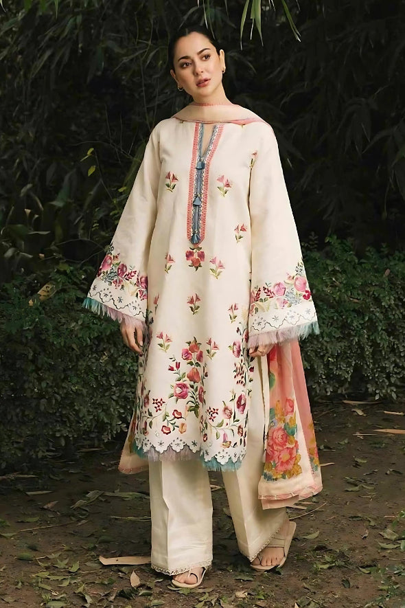 3 Piece Embroidered Dhanak Suit Unstitched | HEW-29