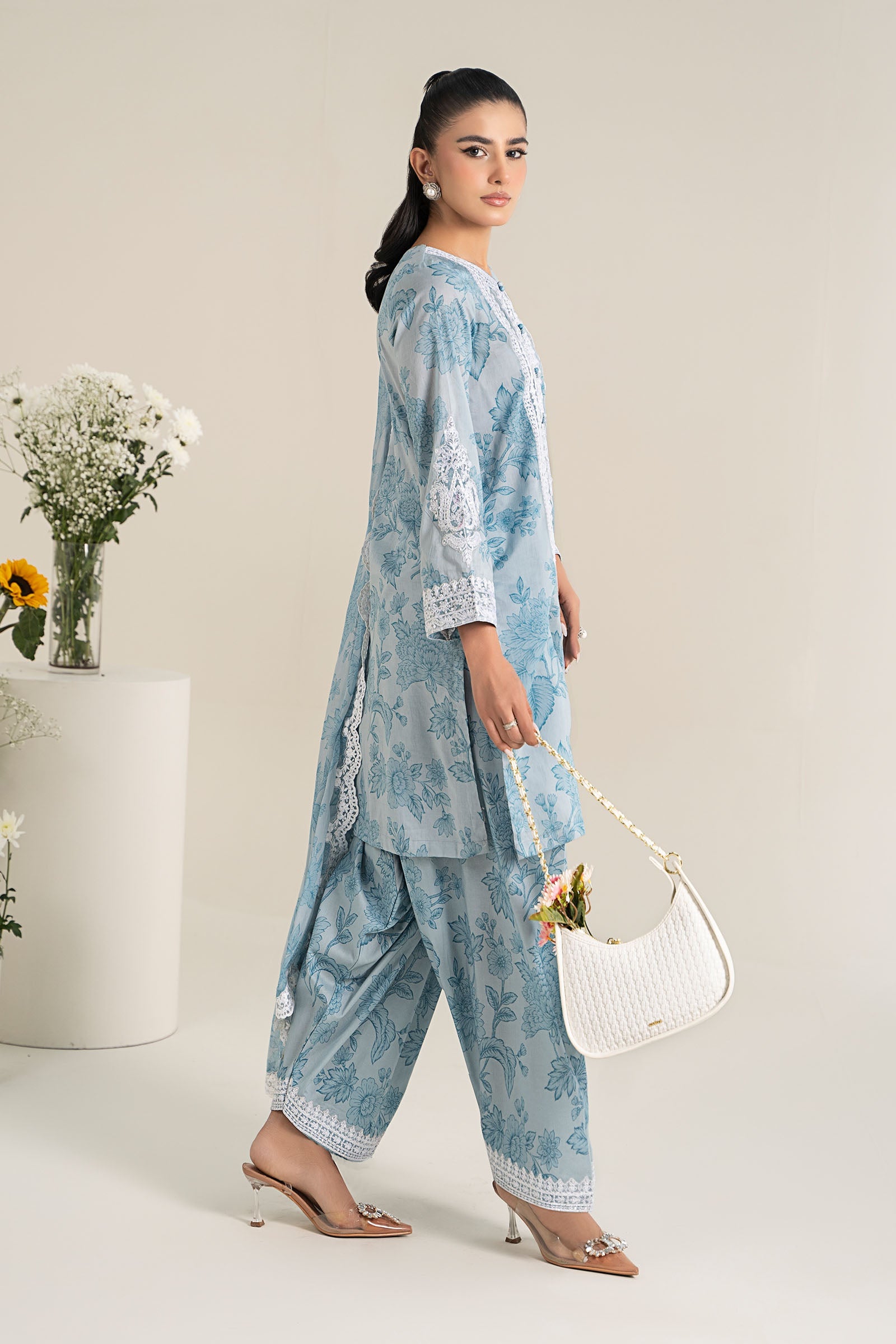 3 Piece Embroidered Linen Suit Unstitched | HEW-12