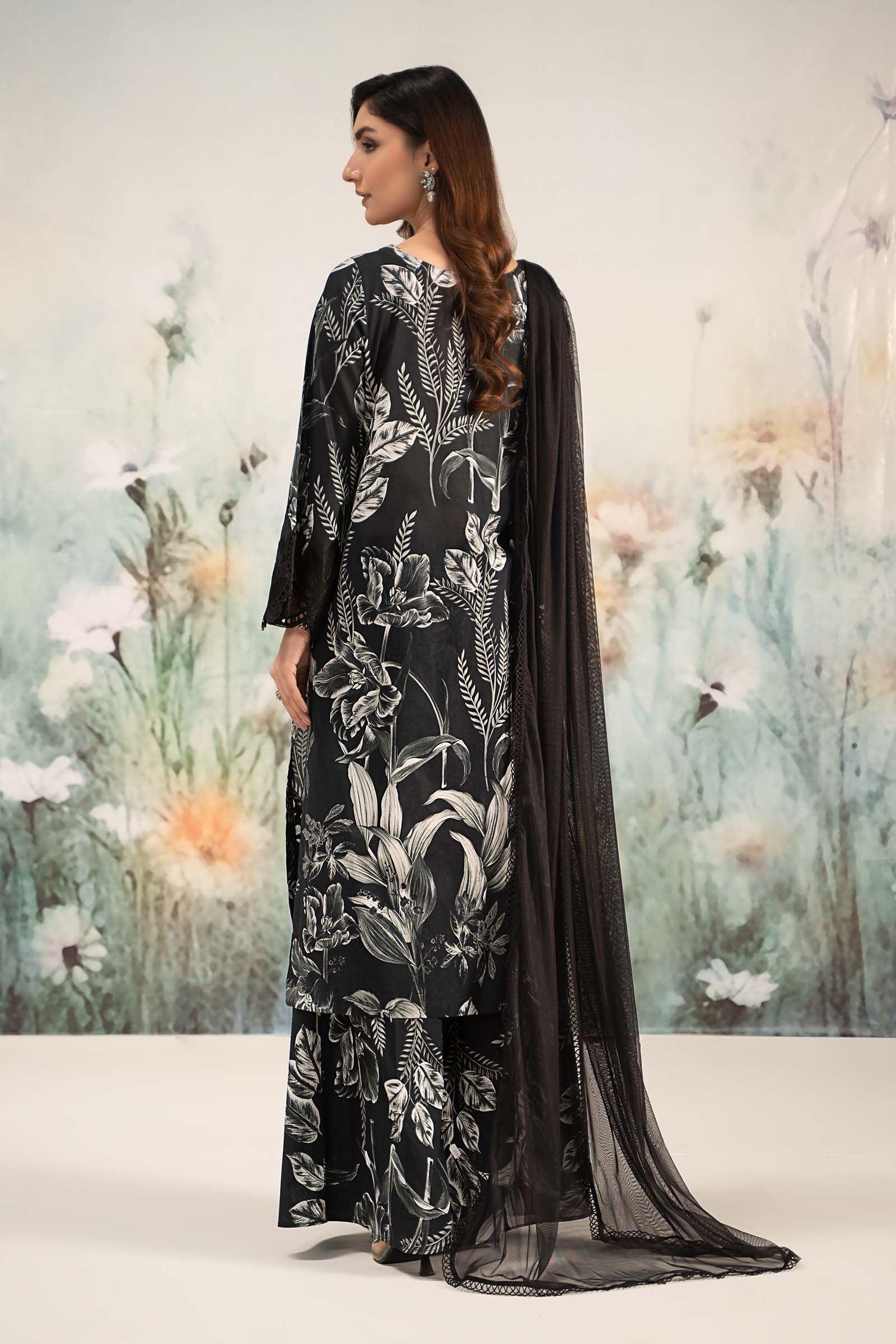 3 Piece Embroidered Linen Suit Unstitched | HEW-07
