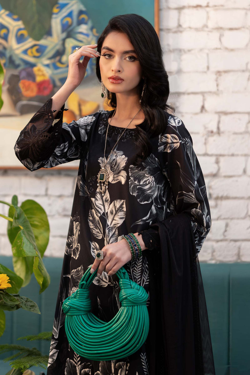 3 Piece Embroidered Linen Suit Unstitched | HEW-07