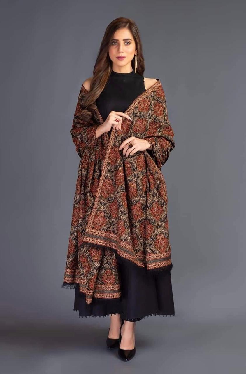Formal Wear Heavy Embroidered Karandi Shawl | HEL-05