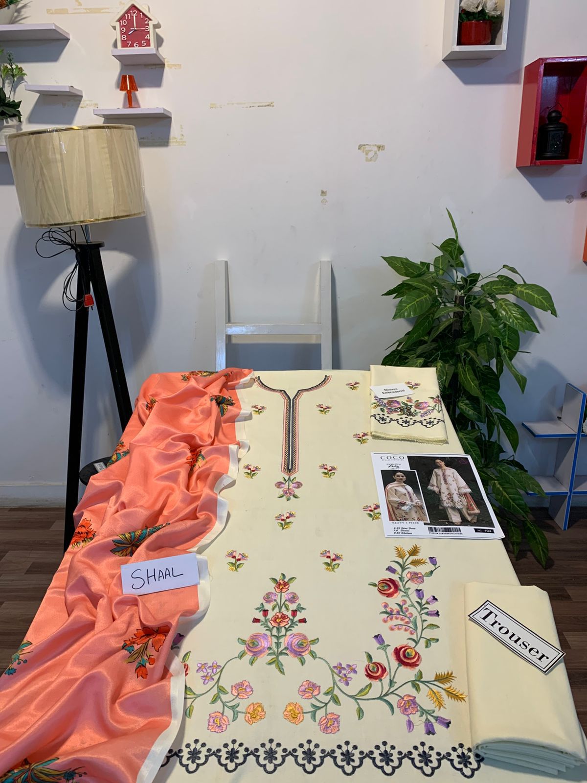 3 Piece Embroidered Dhanak Suit Unstitched | HEW-29