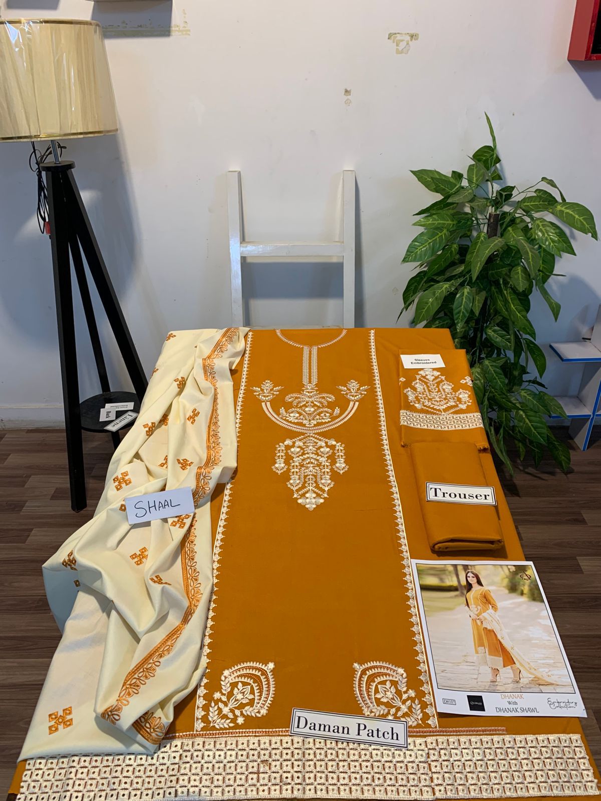 3 Piece Embroidered Dhanak Suit Unstiched | HEW-49