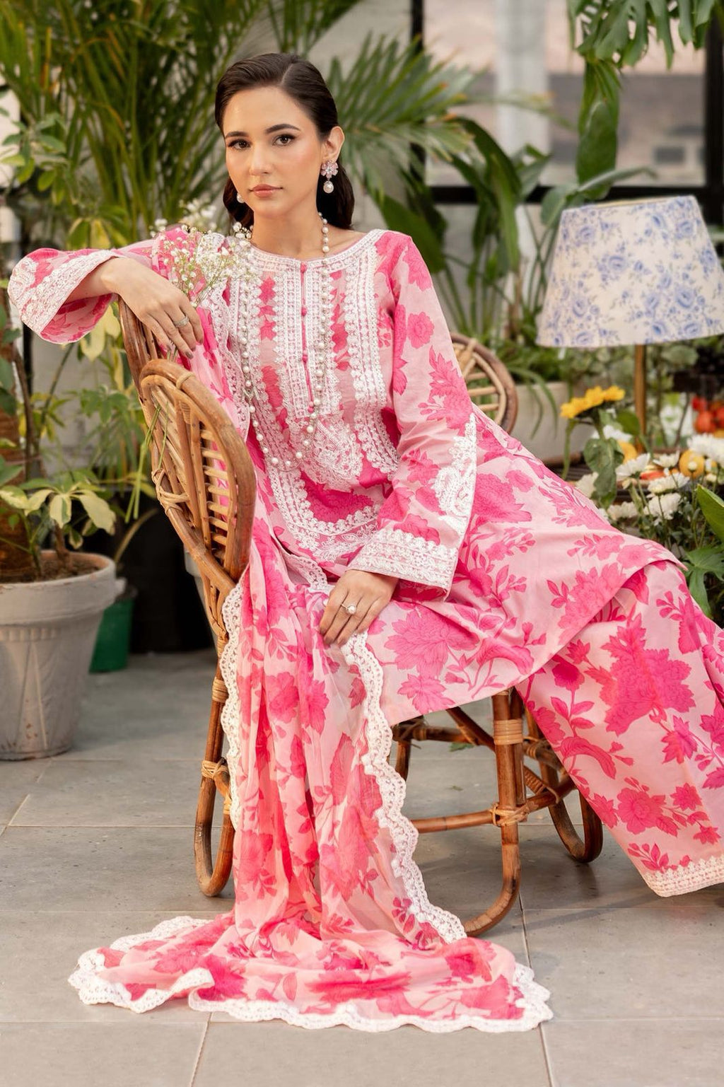 3 Piece Embroidered Linen Suit Unstitched | HEW-15