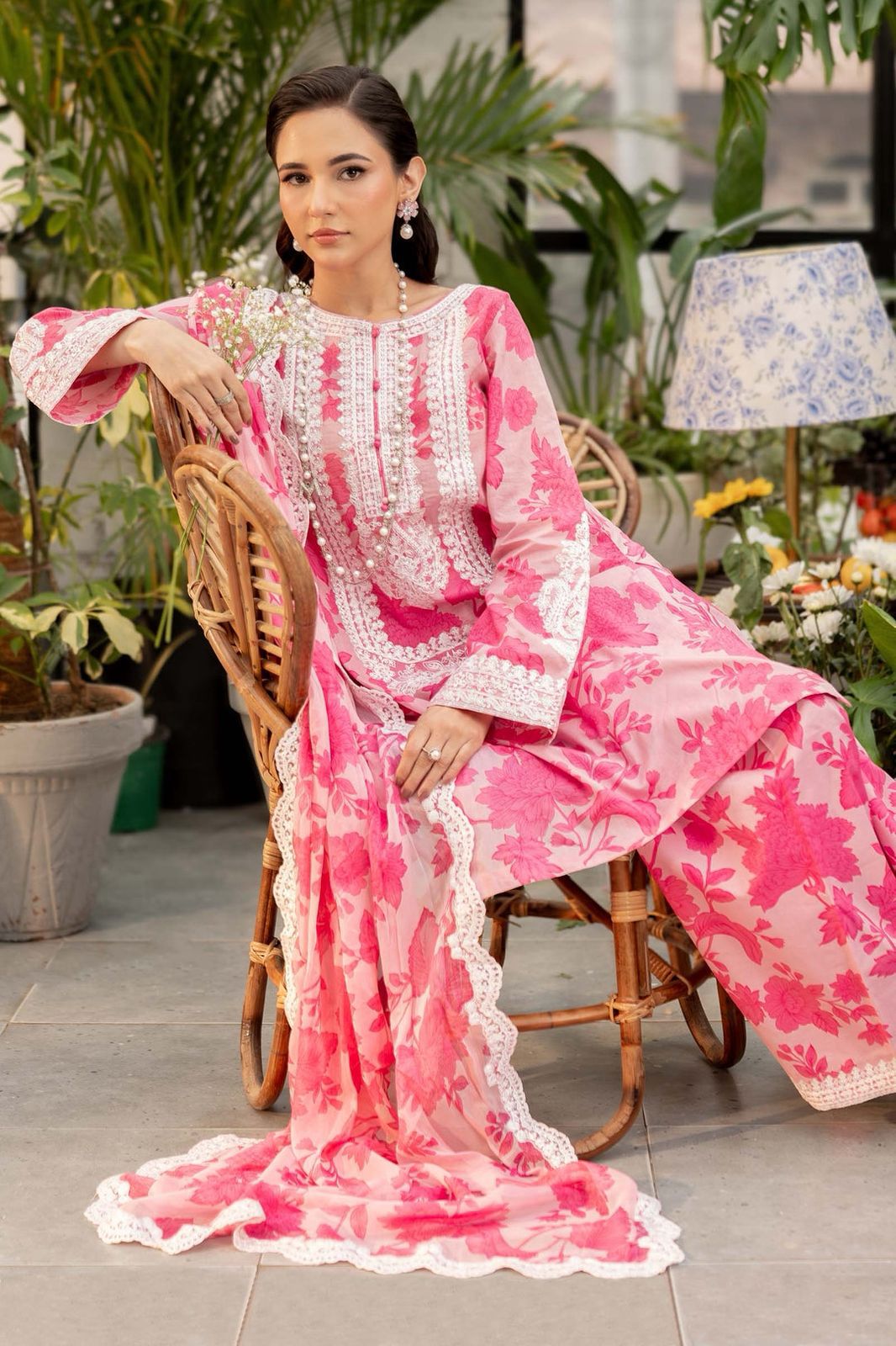3 Piece Embroidered Linen Suit Unstitched | HEW-15