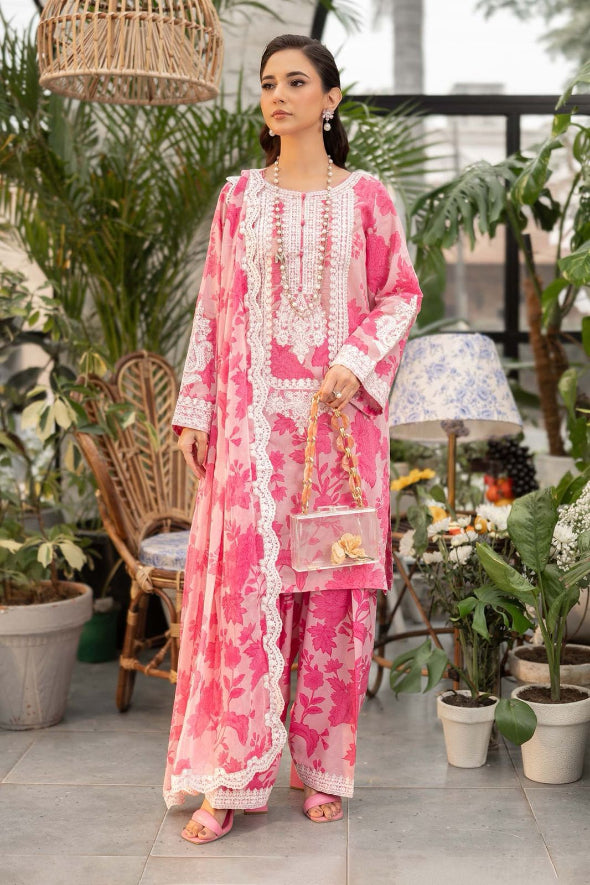 3 Piece Embroidered Linen Suit Unstitched | HEW-15
