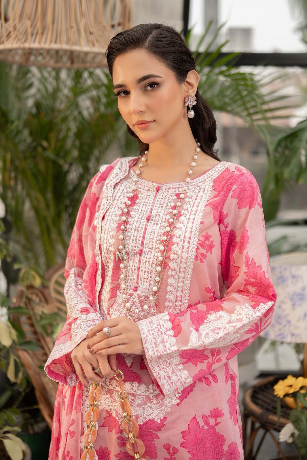 3 Piece Embroidered Linen Suit Unstitched | HEW-15
