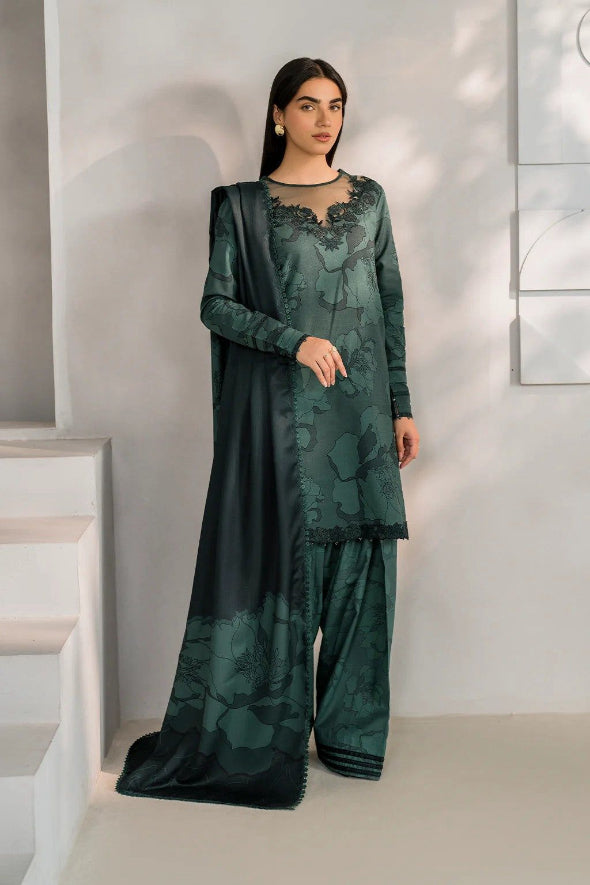 3 Piece Embroidered Linen Suit Unstitched | HEW-14