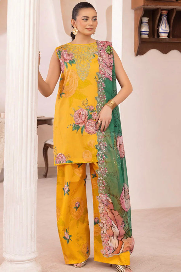3 Piece Embroidered Silk Suit Unstitched | HEW-16