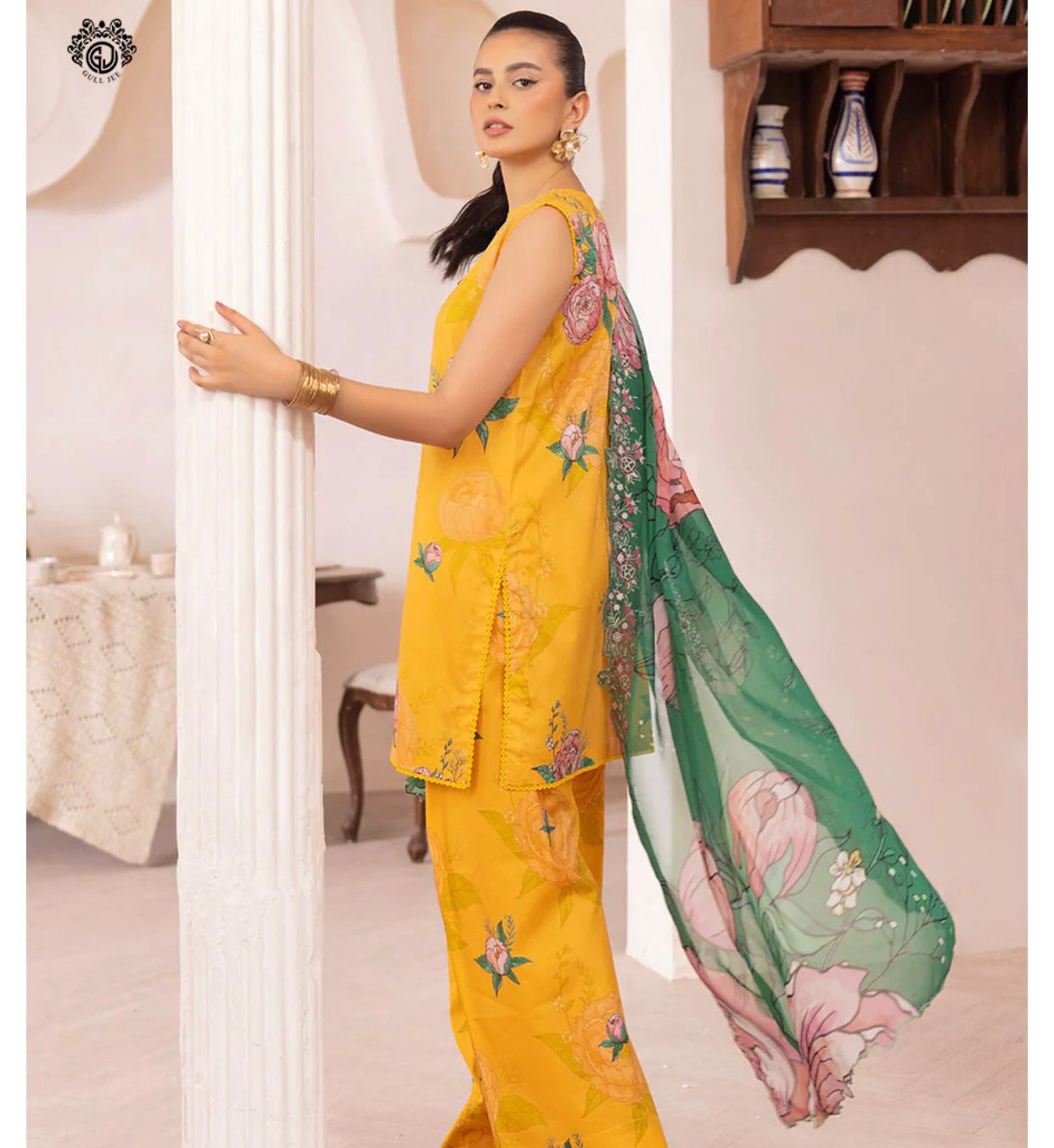 3 Piece Embroidered Silk Suit Unstitched | HEW-16