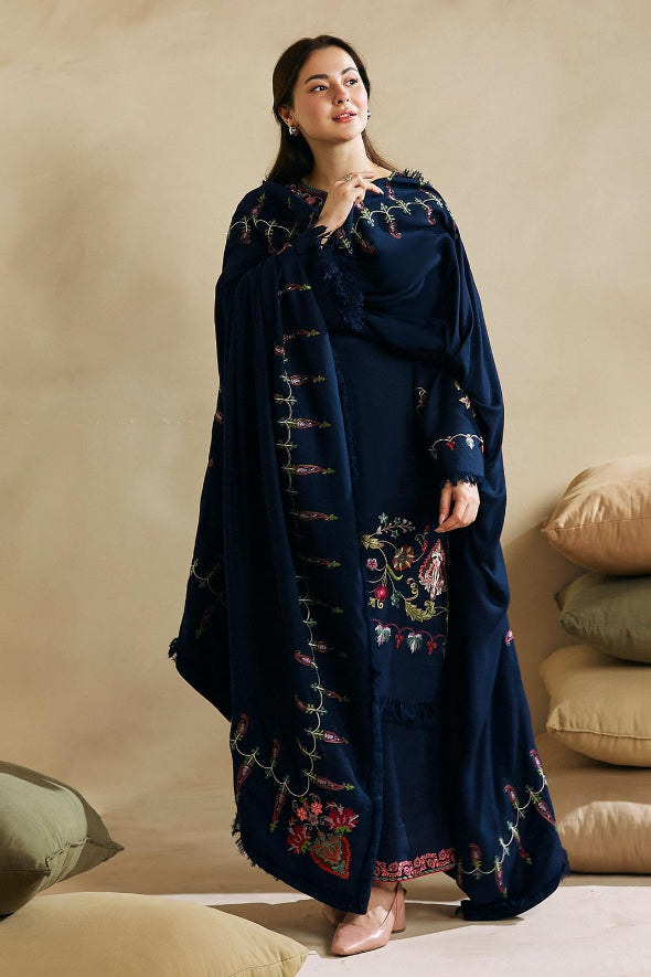 3 Piece Embroidered Dhanak Suit Unstitched | HEW-04