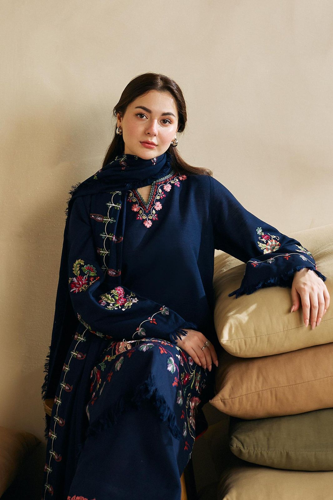 3 Piece Embroidered Dhanak Suit Unstitched | HEW-04