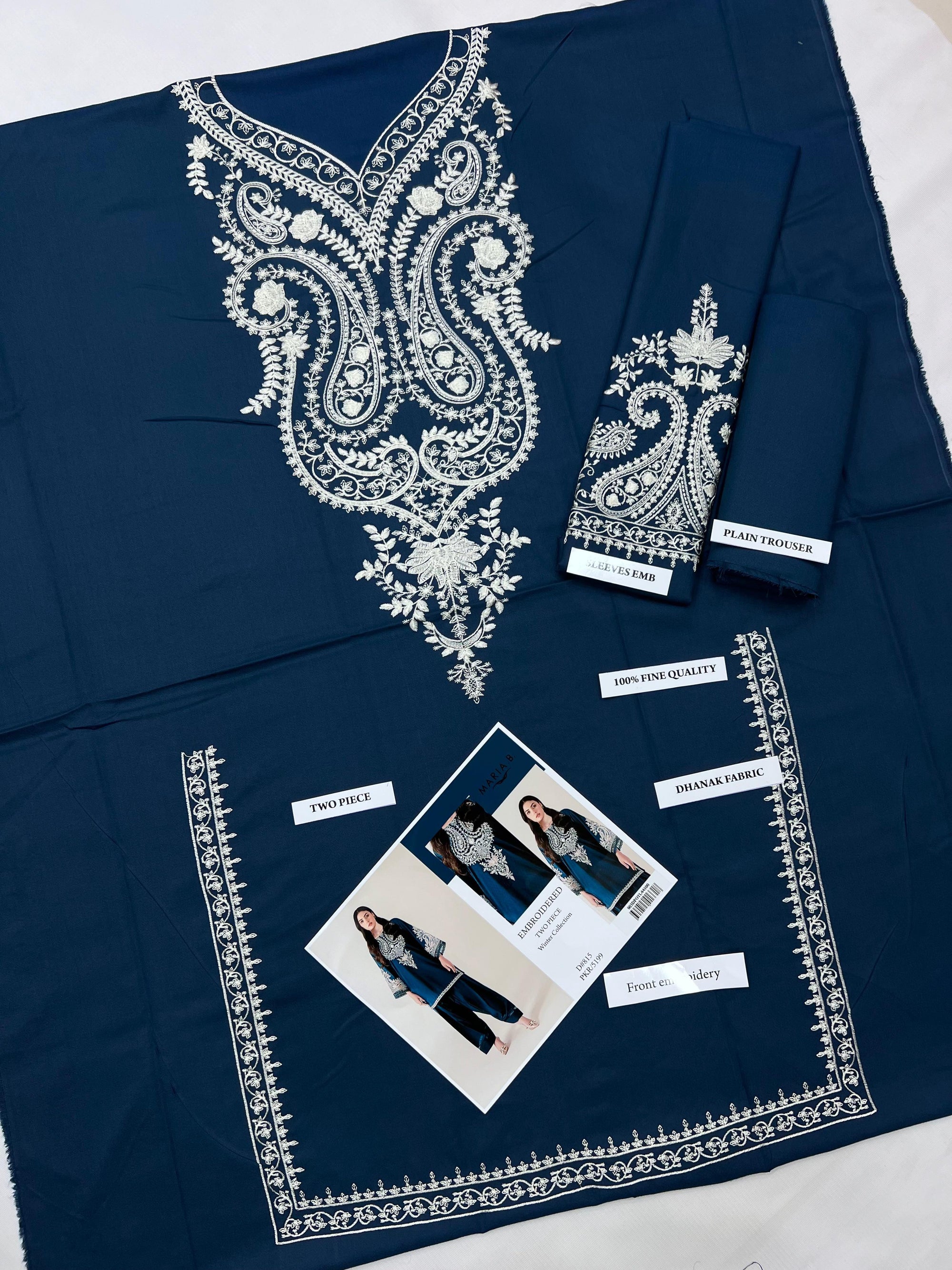 2 Piece Embroidered Dhanak Suit Unstitched | HEW-39