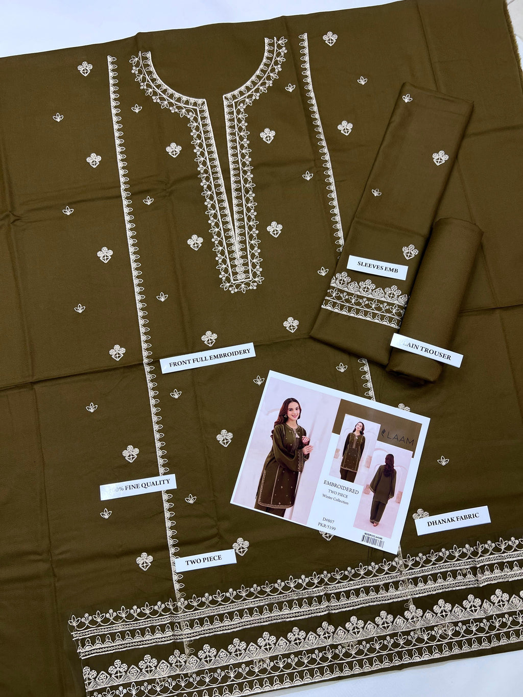 2 Piece Embroidered Dhanak Suit Unstitched | HEW-40