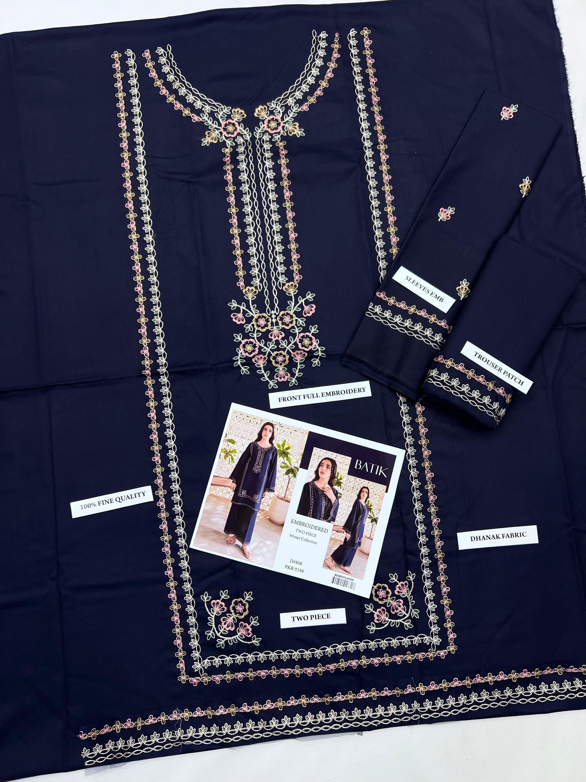 2 Piece Embroidered Dhanak Suit Unstitched | HEW-37