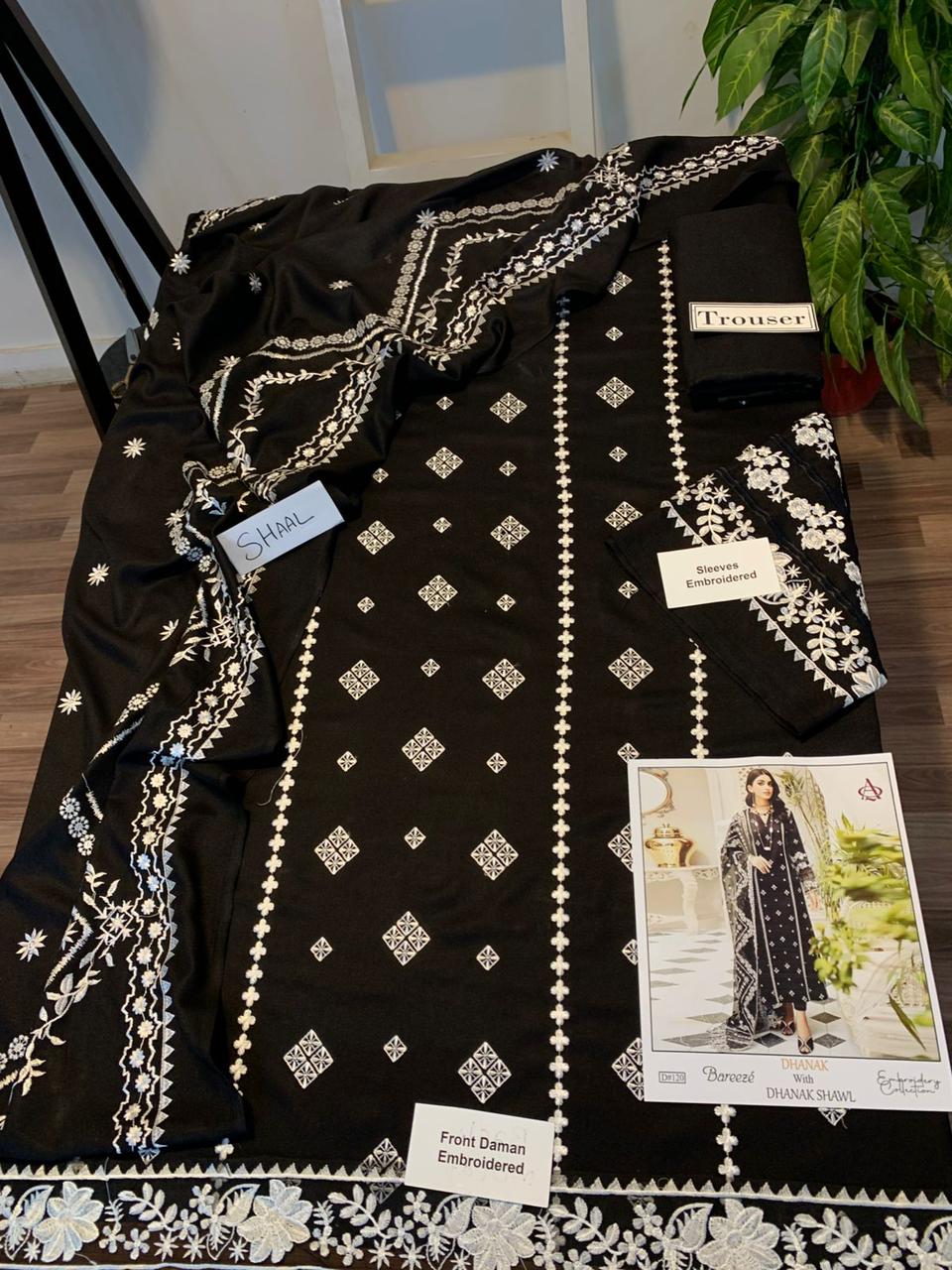 3 Piece Embroidered Dhanak Suit Unstiched | HEW-52