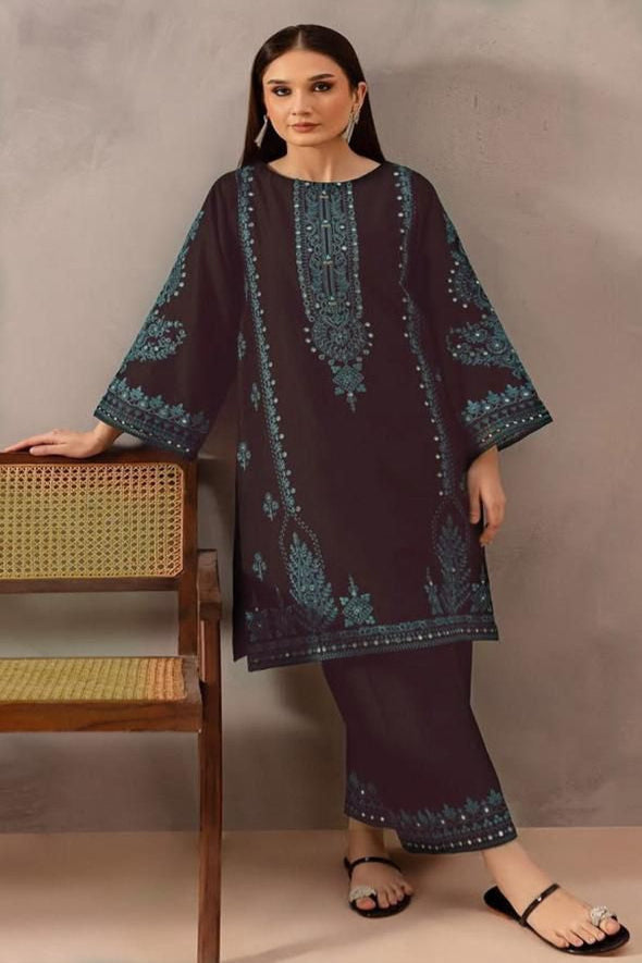 2 Piece Embroidered Dhanak Suit Unstitched | HEW-44