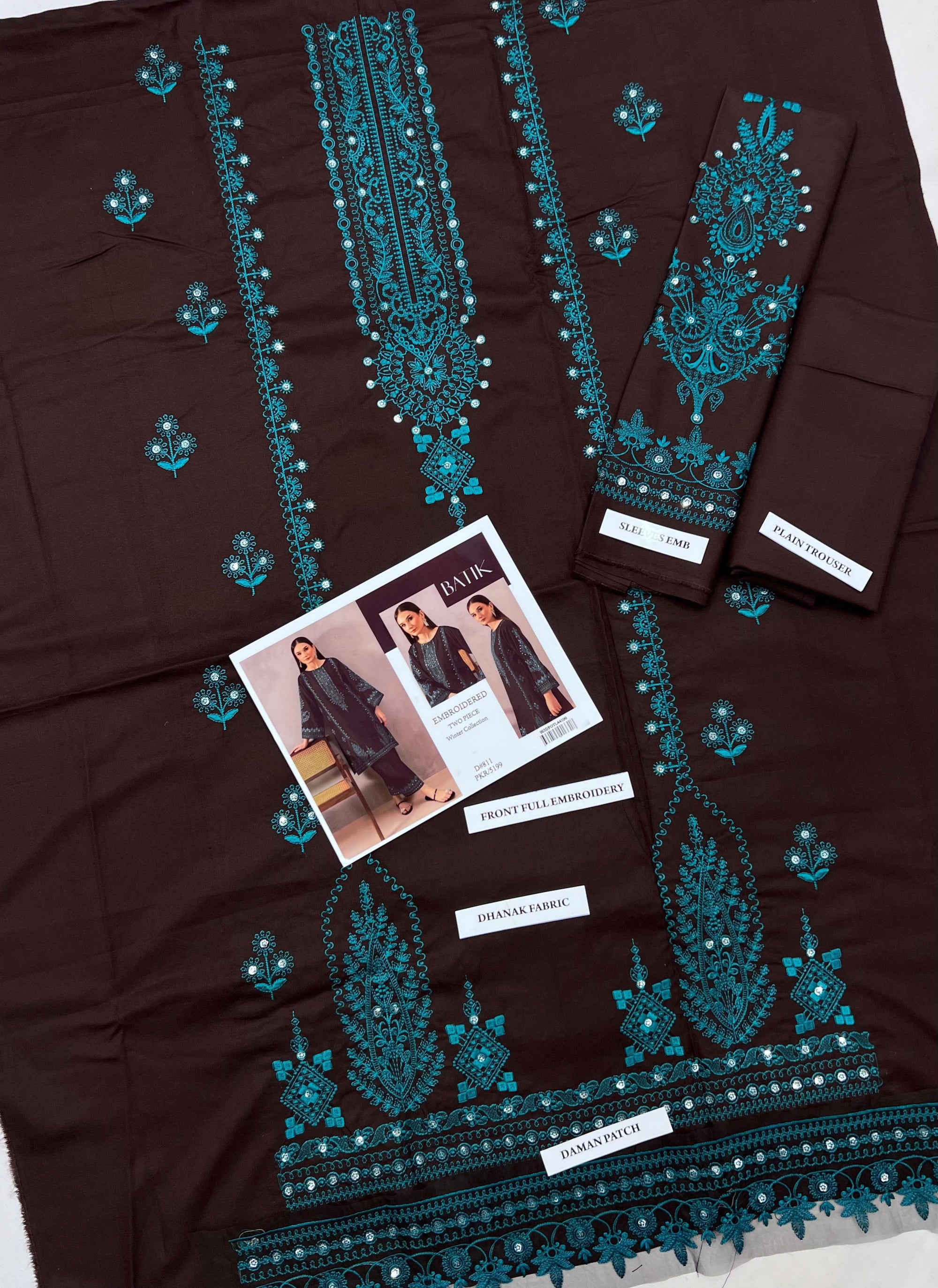 2 Piece Embroidered Dhanak Suit Unstitched | HEW-44