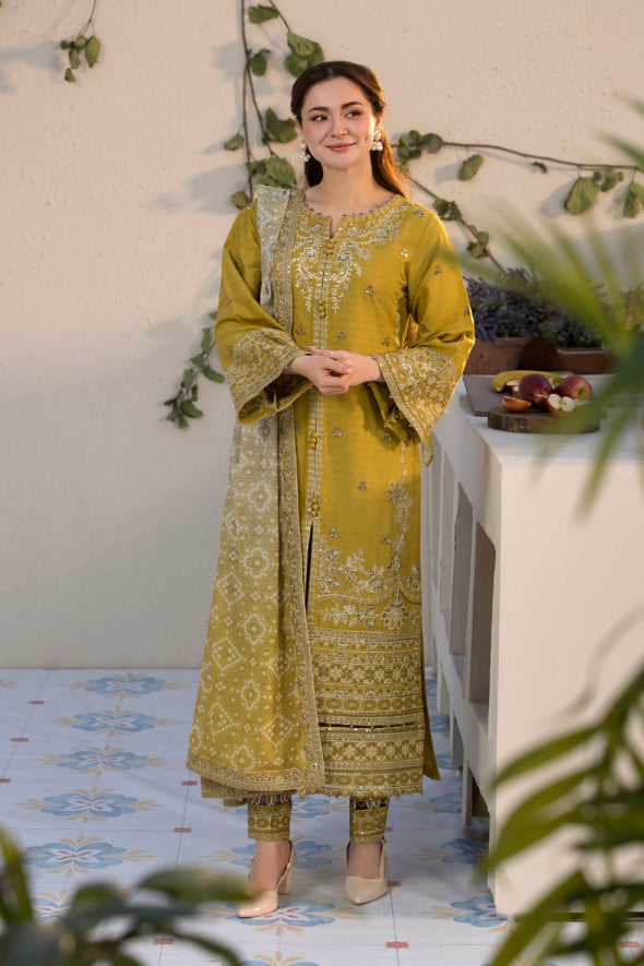 3 Piece Embroidered Dhanak Suit Unstiched | HEW-51