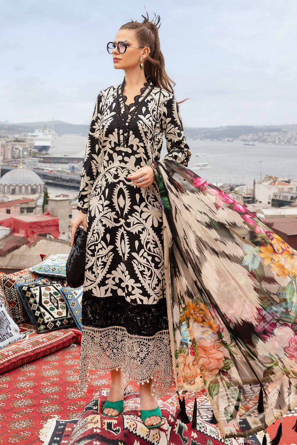 3 Piece Embroidered Linen Suit Unstitched | HEW-35