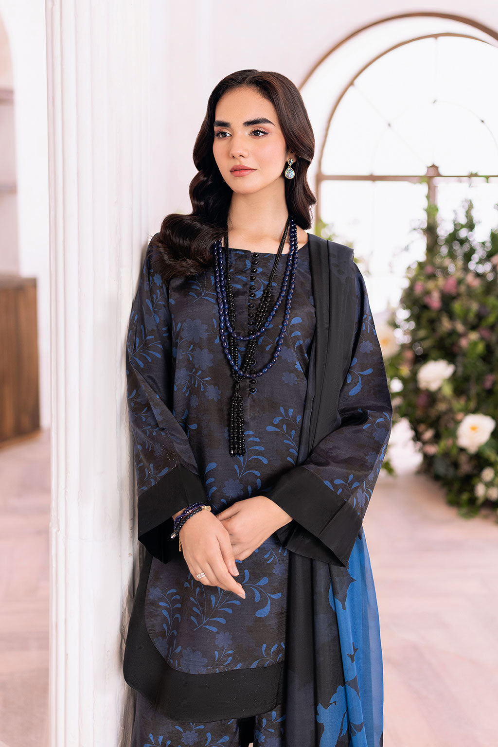 3 Piece Embroidered Linen Suit Unstitched | HEW-76