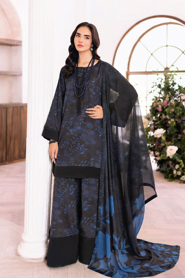 3 Piece Embroidered Linen Suit Unstitched | HEW-76