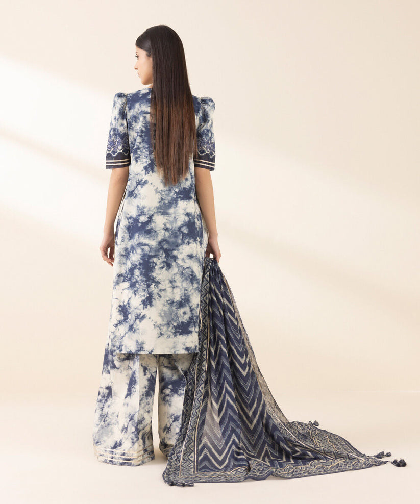 3 Piece Embroidered Linen Suit Unstitched | HEW-33